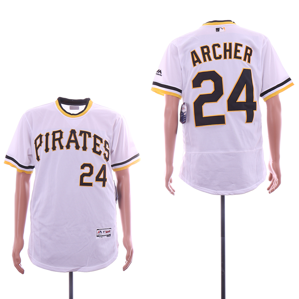 Men Pittsburgh Pirates 24 Archer White Sleeve head Elite MLB Jerseys